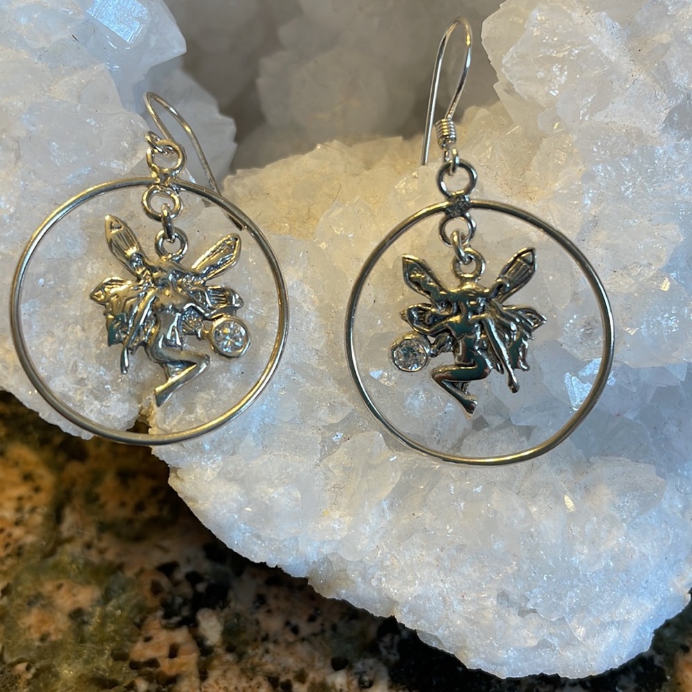 Sterling Silver Fairy Dangle Earring W/Australian Crystal Retail 129.00 NWT
